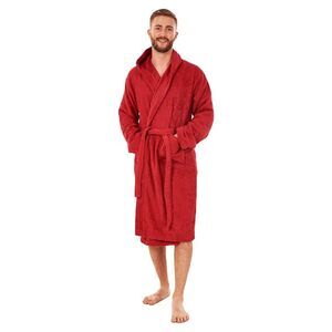 Keanu Mens Plain Cotton Bathrobe / Deep Red